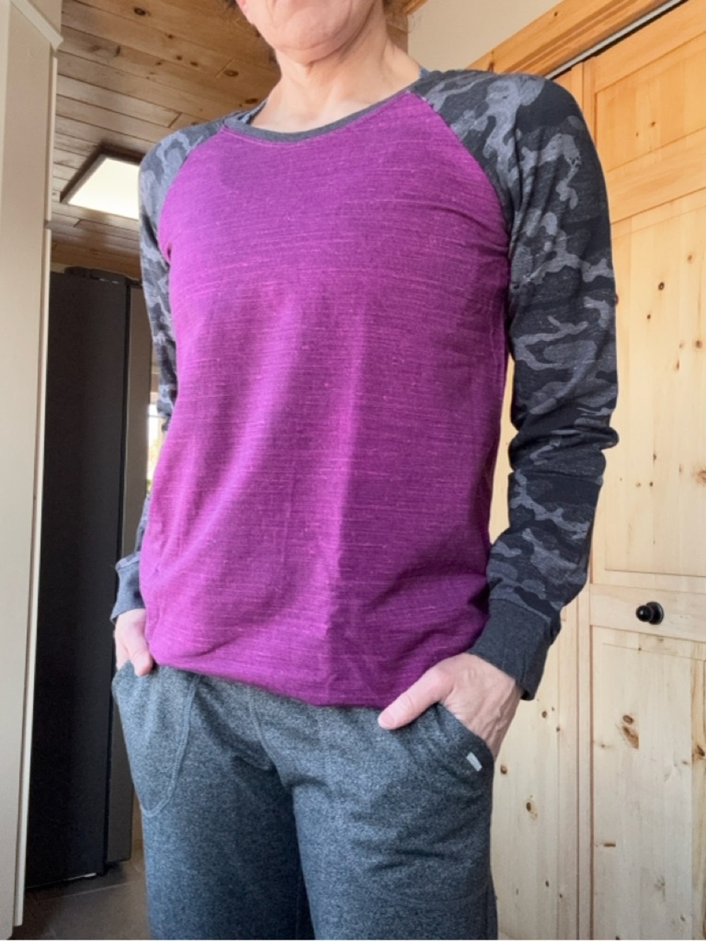 Mini moon Purple Raglan Camo Sleeve Sweatshirt